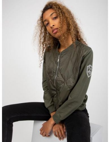 Dámska bunda/mikina bomber s vreckami RUE PARIS khaki