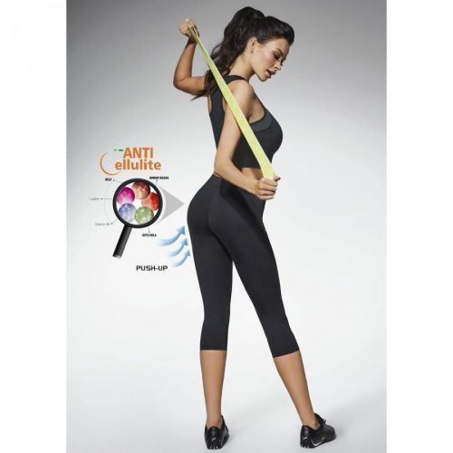Bas Bleu RILEY 70 sports leggings black with 3/4 leg and Anti Cellulite and Push-Up effect