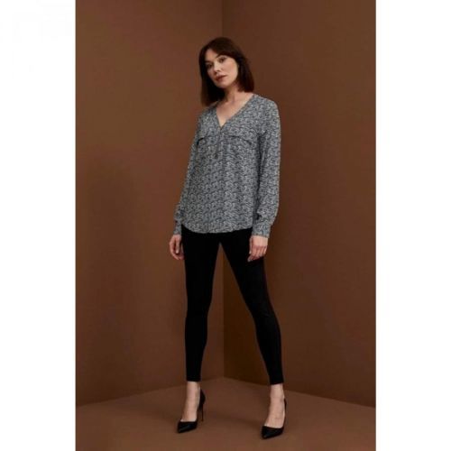 Viscose shirt with a V-neck and decorative zipper