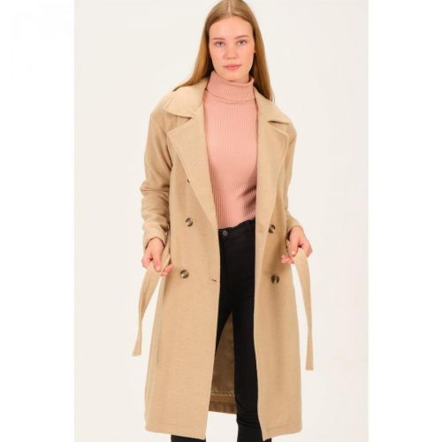 Z6765 DEWBERRY LADIES COAT-BEIGE