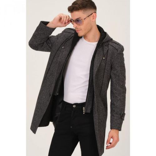 PLT8334 DEWBERRY MEN'S COAT-PATTERNED GREY