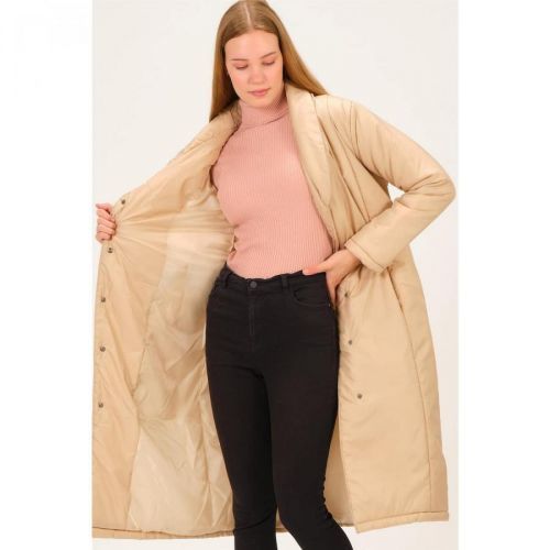 Z6688 DEWBERRY LADIES COAT-LIGHT BEIGE