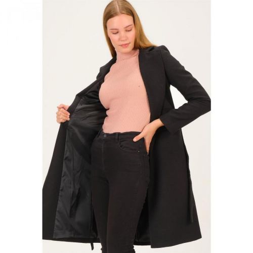 Z6739 DEWBERRY LADY COAT-LIGHT BLACK
