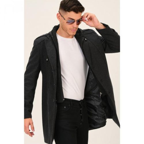 PLT8334 DEWBERRY MEN'S COAT-PATTERNED ANTHRACITE