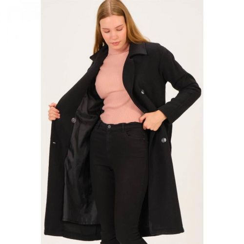 Z6765 DEWBERRY LADIES COAT-BLACK