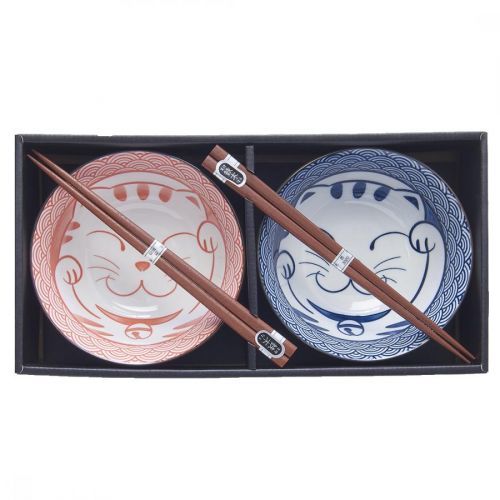 Set misiek s paličkami RED & BLUE MANEKEI WAVE MIJ 400 ml 2 ks