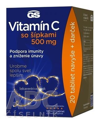 GS Vitamín C 500 so šípkami darček 2022 tbl 100+20 navyše (120 ks)