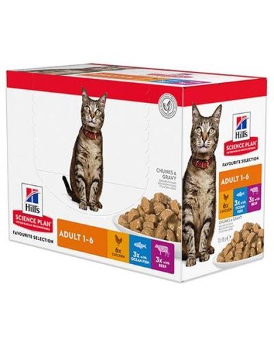 HILLS SP Fe Adult KAPSIČKA Multipack (6xChicken,3x Ocean Fish,3xBeef) 1 bal./12x85 g
