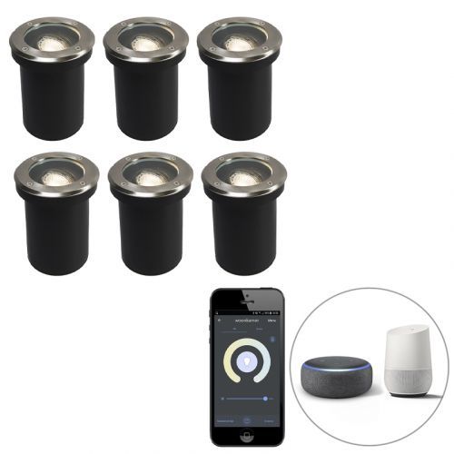 Set van 6 smart buiten grondspot verstelbaar incl. Wifi GU10 - Delux