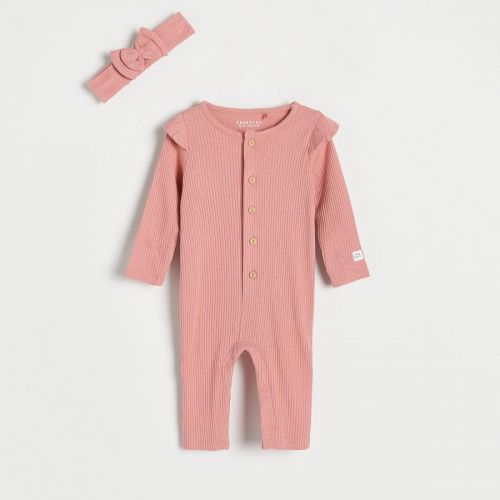 Reserved - Babies` jumpsuit & headband - Ružová