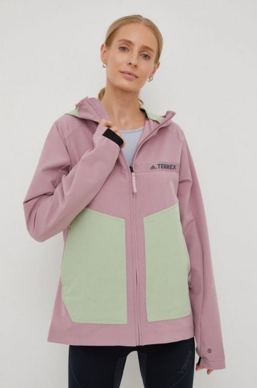 Turistická bunda adidas TERREX ružová farba,