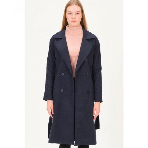 Z6765 DEWBERRY LADIES COAT-NAVY BLUE