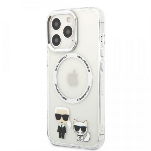 Karl Lagerfeld MagSafe Kompatibilní Kryt Karl and Choupette pro iPhone 13 Pro Transparent