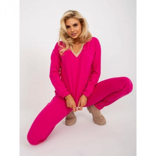 Fuchsia two-piece cotton casual set