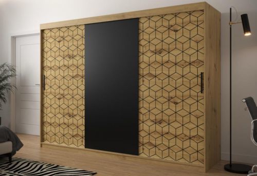 Expedo Šatníková skriňa FLASTER, 250x200x62, artisan / černá