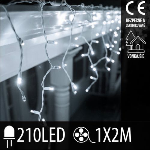 Vianočná led svetelná záclona vonkajšia - 210led - 1x2m studená biela