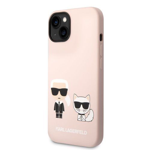 Karl Lagerfeld and Choupette Liquid Silicone Zadní Kryt pro iPhone 14 Pink