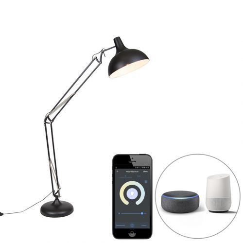 Smart vloerlamp zwart verstelbaar incl. Wifi A60 - Hobby