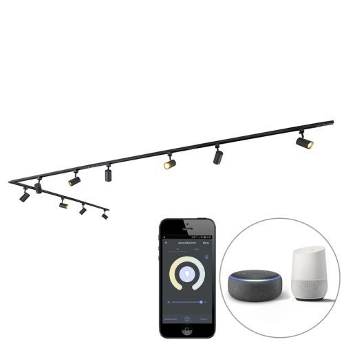 Smart railsysteem zwart 1-fase 10-lichts incl. Wifi GU10 - Jeana