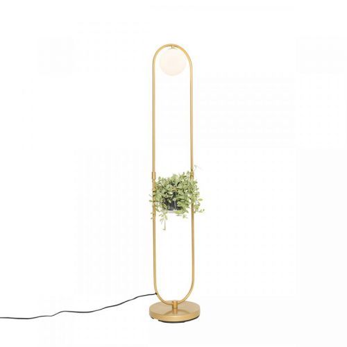 Art deco vloerlamp goud met wit glas - Isabella