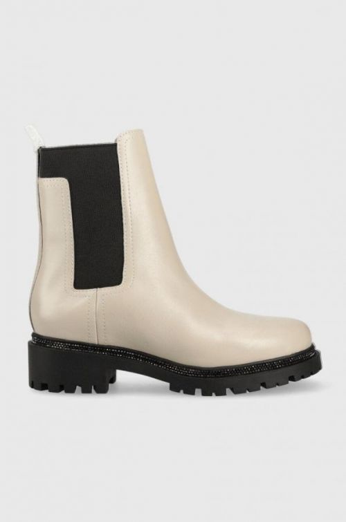 Kožené topánky chelsea Dkny Rick dámske, béžová farba, na plochom podpätku,