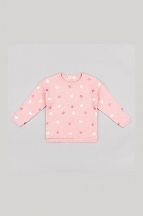 Detský sveter zippy ružová farba, tenký