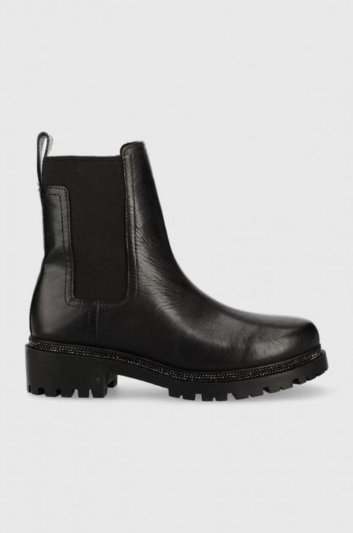 Topánky chelsea Dkny Rick dámske, čierna farba, na plochom podpätku,