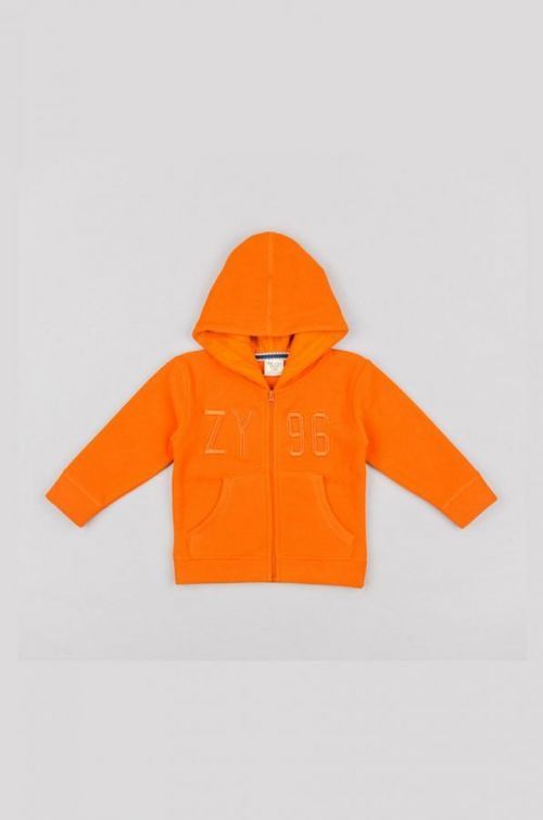 Detská mikina zippy oranžová farba, s kapucňou, s potlačou