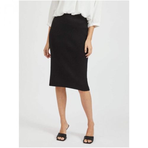 Black Ribbed Sheath Skirt VILA Ril - Women