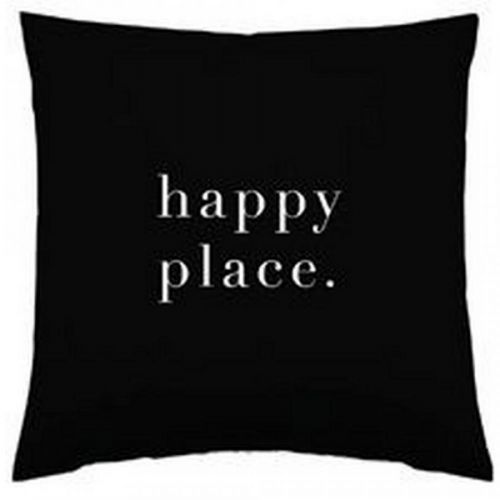 Dekoračný Vankúš Happy Place, 45/45cm, Čierna