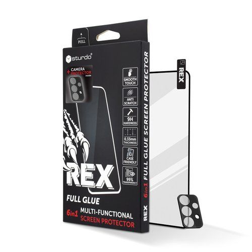 Sturdo Rex protective glass + Camera protection Samsung Galaxy A32 5G, čierne, FULL GLUE 6v1