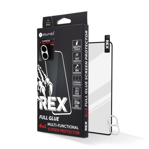 Sturdo Rex protective glass + Camera protection Motorola Edge 20 Lite, čierne, FULL GLUE 6v1
