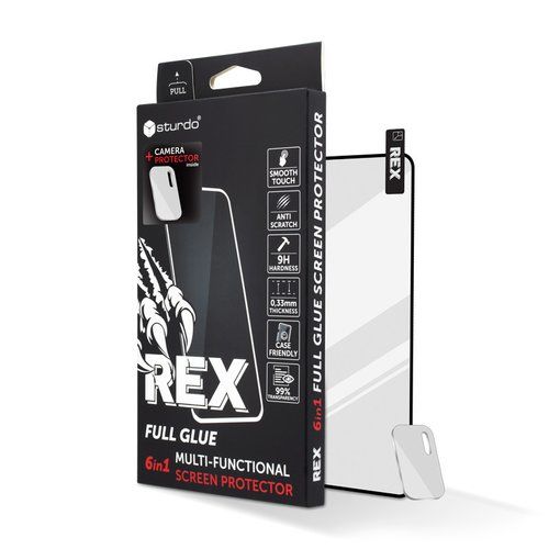 Sturdo Rex protective glass + Camera protection Xiaomi Poco M3 Pro 5G, čierne, FULLGLUE 6v1