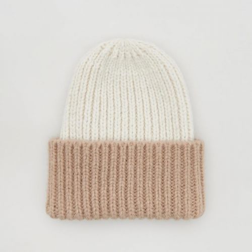 Reserved - Čiapka beanie s prímesou alpaky - Krémová