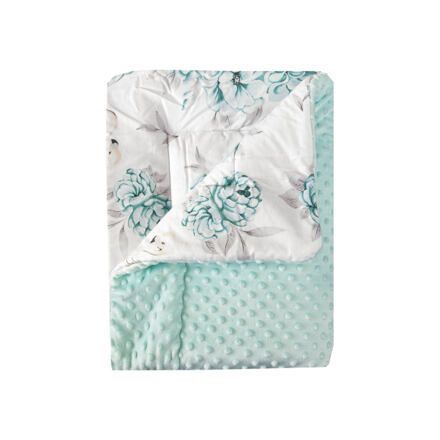 Cosing Deka Minky prošívaná 100x75 cm - Pivoňky s plameňáky modrá