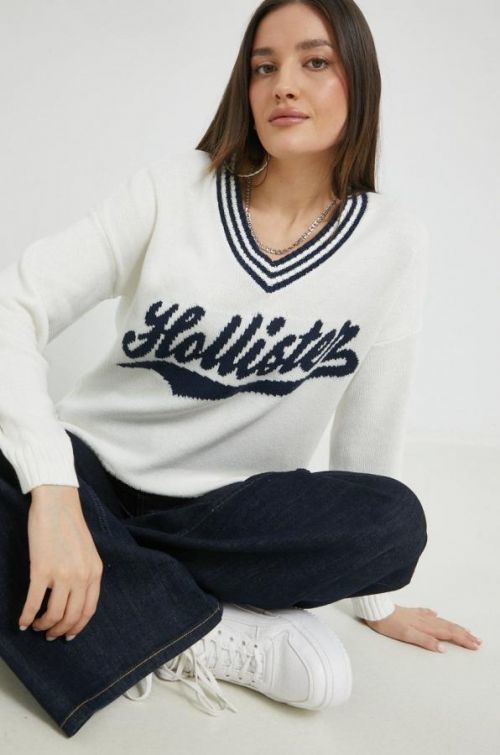 Sveter Hollister Co. dámsky, biela farba,