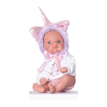 Antonio Juan 85105 Jednorožec fialový - realistická bábika bábätko s celovinylovým telom - 21 cm