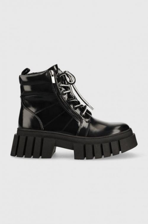 Členkové topánky Steve Madden Incredible dámske, čierna farba, na platforme, jemne zateplené