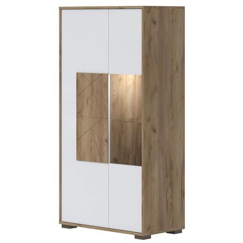 Vitrína Stela-V2S tobacco/crystal white