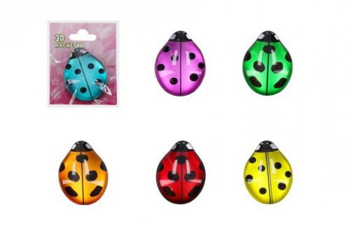 Magnetky sklenené 3D Lienka 4cm - žltá