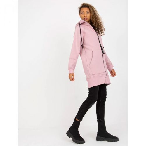 RUE PARIS basic pink long sweatshirt with hood
