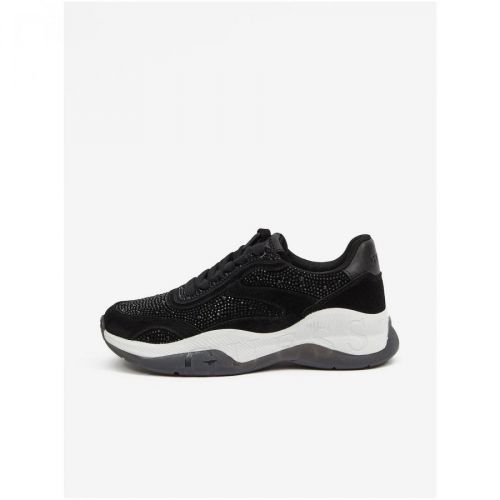 Black Women's Platform Sneakers with Guess Kinlee Leather Details - Women