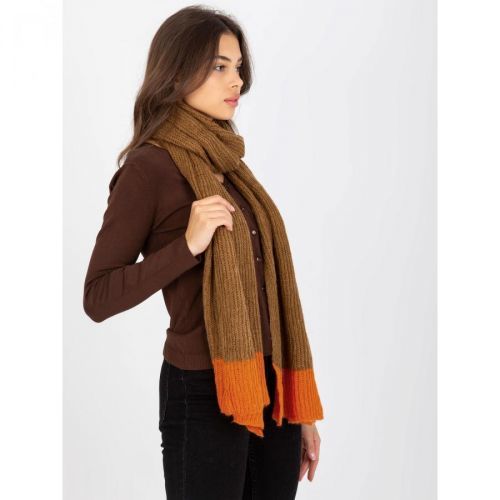 Women's camel and orange knitted scarf