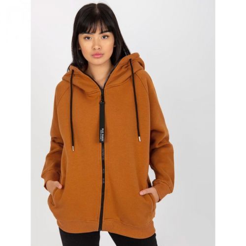 Light brown basic RUE PARIS hooded sweatshirt