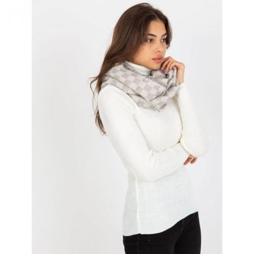 Ecru-gray women's scarf with wool