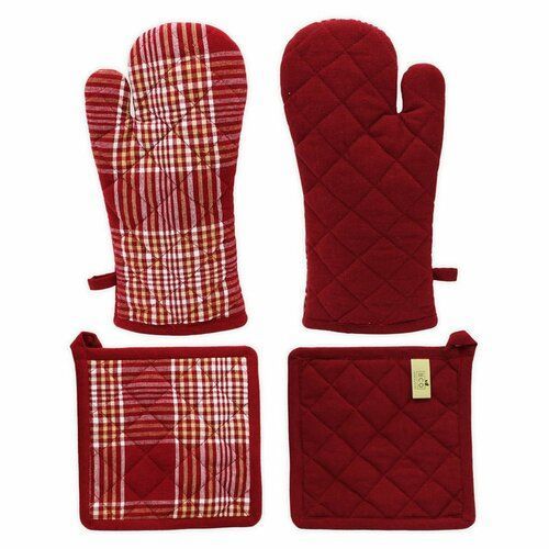 Trade Concept Chňapka s magnetom a podložka Zimné káro, 18 x 32 cm, 20 x 20 cm