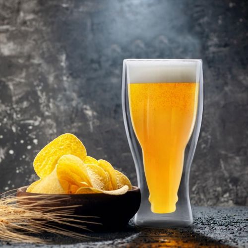 Dvojstenný sklenený pohár - na pivo, nápoje - 350 ml