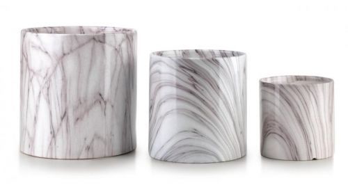 Sada 3 květináčů Neva II fialová/bílá