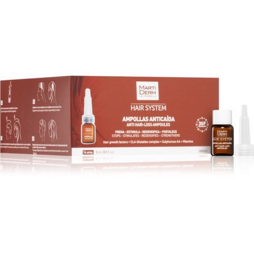 Martiderm Hair System starostlivosť pre podporu rastu a proti vypadávaniu vlasov v ampulkách 14x3 ml