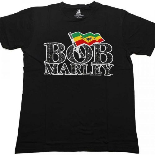 Bob Marley tričko Flag Logo Čierna S
